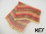 イギリスゴム編みの腹巻帽子 KFS132 チリ×単色ナチュラルホワイト