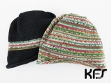 腹巻帽子 KFS102 ロリポップ・グリーン×単色チャコールグレー(ライン入り)